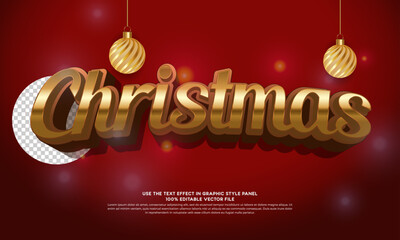 Naklejka premium Vector 3d text effect christmas with red color background