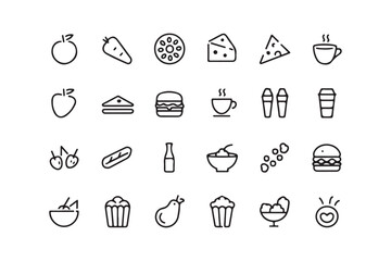 Fototapeta premium Minimalist Food and Drink Icon Set Line Art Vector Illustrations
