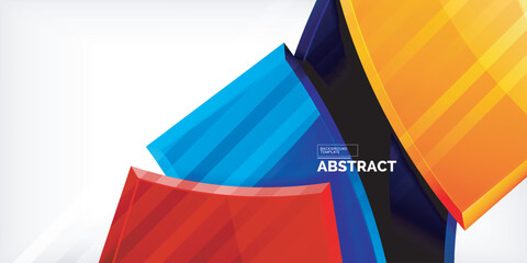 Round 3d shapes, plates background. Creative composition design template