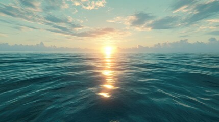 Obraz premium Serene Sunset Over Calm Ocean Waves