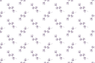 Botanical seamless pattern background with herbs and plants, flowers and leaves