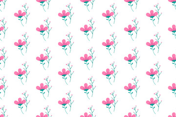 Botanical seamless pattern background with herbs and plants, flowers and leaves