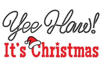 Cowboy Christmas text Printable vector illustration isolated on white
