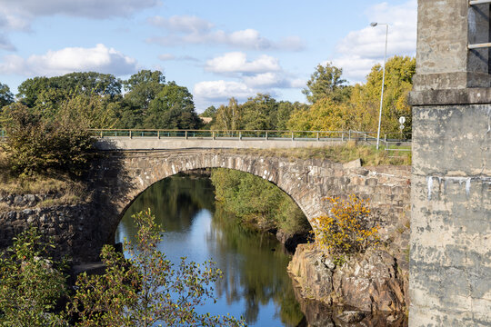 Stone arch bridge at Laholm old power plant in Sweden
