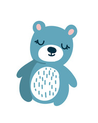 Adorable blue bear with big eyes and a plush belly, vector illustration for children's magazines