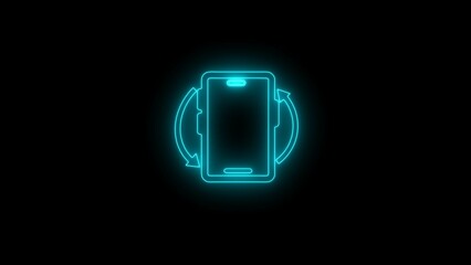 Rotate smartphone isolated icon. Neon icon.  Bright electric symbol