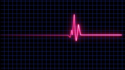 Emergency ekg monitoring. Blue glowing neon heart pulse. Heart beat. Electrocardiogram.