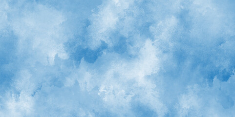 blue watercolor gradient paint grunge sky clouds texture, abstract painted clouds in sky in the winter morning, Light blue background with watercolor. 