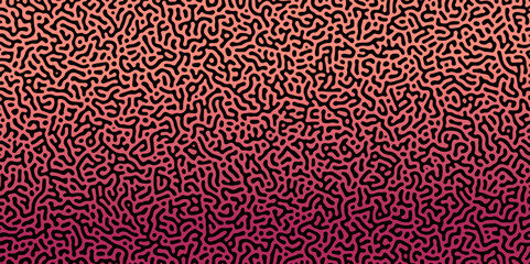 Abstract Reaction-diffusion Turing pattern natural texture red and orange gradient color scheme. Linear design with biological algorithm psychedelic background. Reaction-diffusion or truing patter