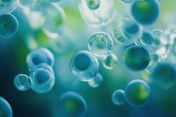 Abstract glass bubbles in blue and green tones