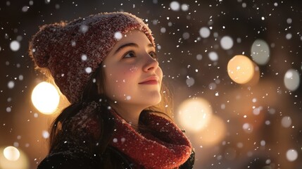 woman enjoying the winter wonderland