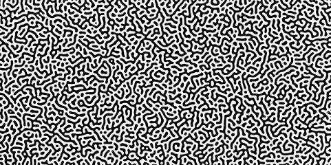 Organic seamless patterns with rounded lines Diffusion reaction background. Monochrome background of natural organic forms motion. Overlay template abstract Turing organic wallpaper background.