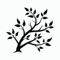 Elegant Tree and Branches Silhouette Vector Illustration