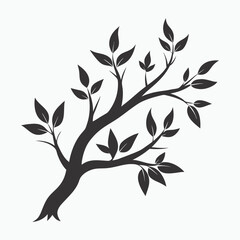 Elegant Tree and Branches Silhouette Vector Illustration