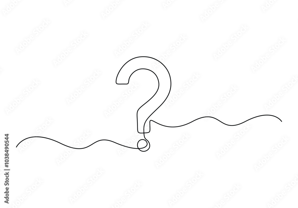 Poster question mark linear background. continuous one line drawing of question mark. vector illustration