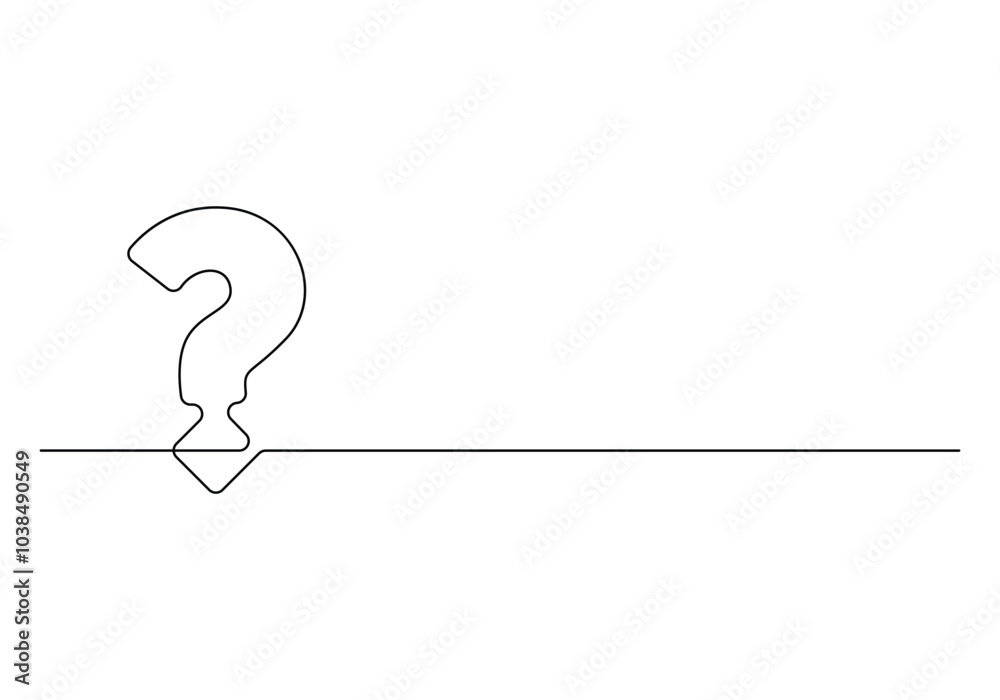 Poster question mark linear background. continuous one line drawing of question mark. vector illustration