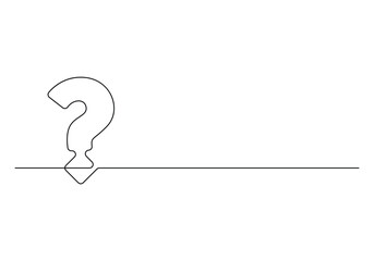 Question mark linear background. Continuous one line drawing of question mark. Vector illustration
