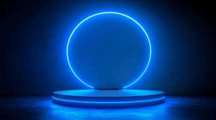 Blue Neon Light Pod with Glowing Background
