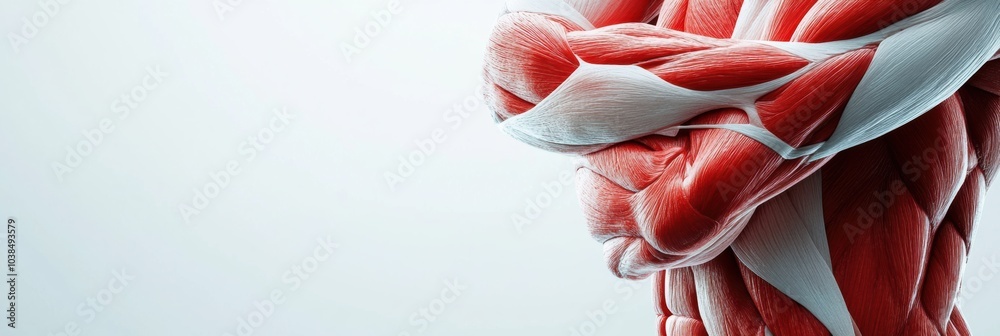 Poster a close-up view of muscular anatomy highlights the red and white fibers, emphasizing the intricate s