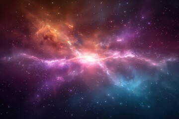 Obraz premium Cosmic nebula with vibrant colors, space background, interstellar beauty