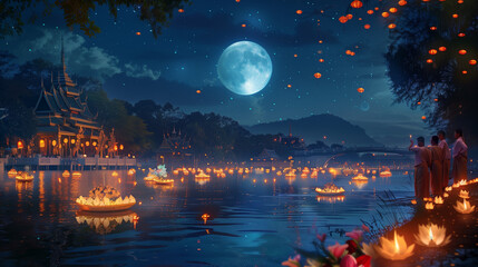 Loy krathong festival of Thailand 