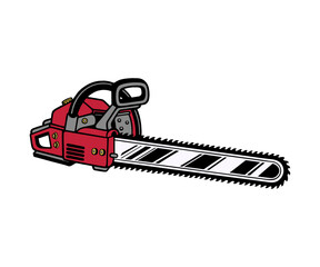 Red Chainsaw Vector Illustration