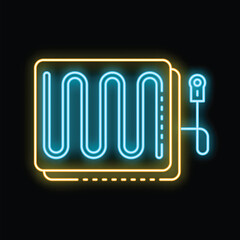 Glowing neon line electric heater icon isolated on black background vector illustration
