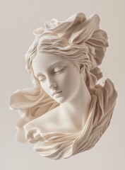 Fototapeta premium Elegant sculptural portrait of a woman with flowing drapery
