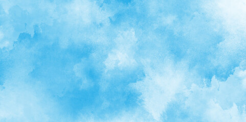 abstract Blue sky with white clouds background, Sky shades aquarelle painted paper textured canvas for vintage design, hand painted abstract blue watercolor background.
