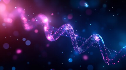 Fototapeta premium Colorful abstract wave with sparkles, glowing effects on a dark background