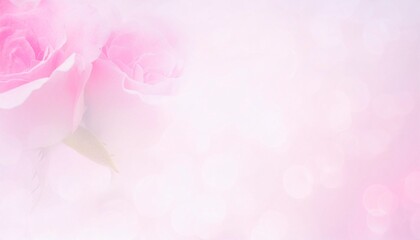 Fototapeta premium Pink rose on green white background. Background for love and Valentine