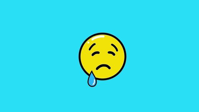 Sad Crying Animated Emoji with Tears Sticker