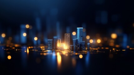 Obraz premium Futuristic cityscape with glowing elements on a dark background