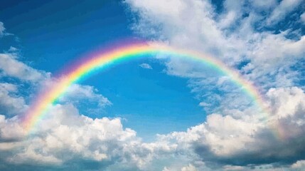 Vibrant rainbow in the cloudy sky