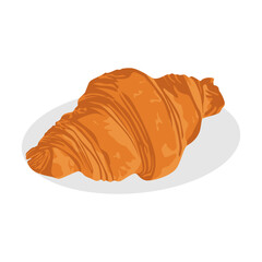 Croissant Vector Illustration isolated on white background. Croissant. Fresh baking, for menu, cafe, bakery, logo, color and black and white illustration.