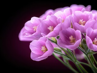 Delicate pink flowers arranged beautifully against a soft dark background.
