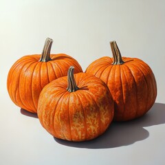Obraz premium Vibrant orange pumpkins on a plain background