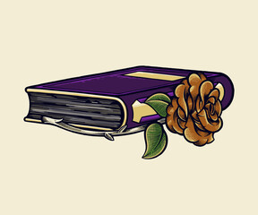 book and rose vector illustration