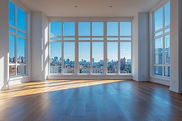 Fototapeta premium After renovations, empty a room in your house. Generative Ai