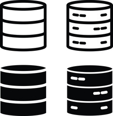 Database icon set. Cylinder database storage icon isolated on transparent background