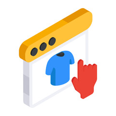 A flat isometric design icon of web shopping 

