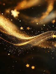 Intricate golden spirals and stars blend beautifully on a dark canvas, evoking a magical atmosphere perfect for the holiday season. Generative AI