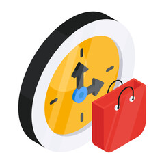 A colored design icon of shopping time

