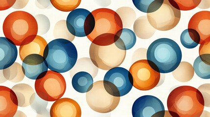 Colorful overlapping circles abstract pattern on a white background.