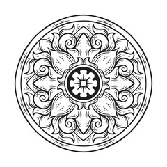 Mandala Ethnic decorative element. Hand drawn backdrop motif Coloring book page