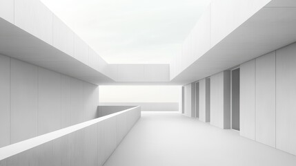 Fototapeta premium A white hallway with a white ceiling and white walls