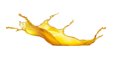 Fototapeta premium Liquid yellow paint splash isolated on transparent background. AI generation