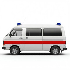 retro 1980s ambulance car isolated on white
