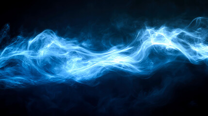 Obraz premium Abstract blue smoke on a black background.