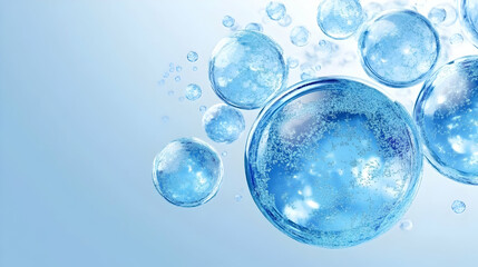 Spherical Cells Floating in Blue Background